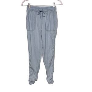 Thread & Supply Chambray Jogger Mid Rise Drawstring‎ Waist Light Wash Blue XXS